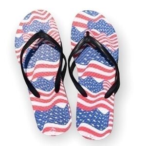 Red white and blue flip-flops/sandals